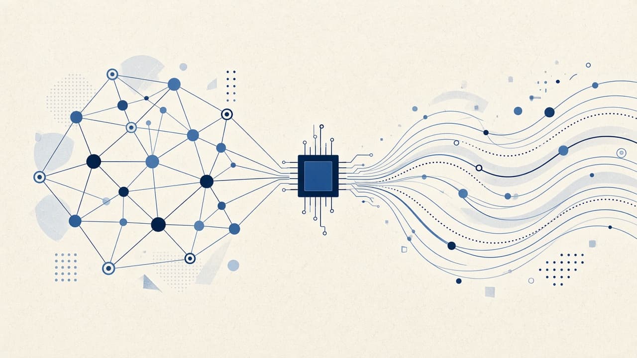 Illustration of AI and machine learning nodes